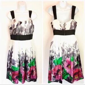 Suzi Chin pink floral watercolor print dress size 4 